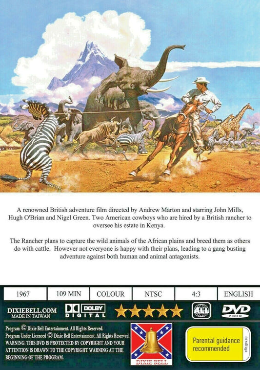Africa Texas Style DVD featuring Hugh O'Brian and John Mills, western adventure movie from Timeless Classic DVD collection.