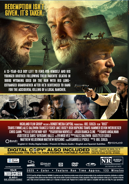 Screenshot from the Drama film "Rust" on DVD, featuring Alec Baldwin and Josh Hopkins, released by FilmClassics on DVD.
