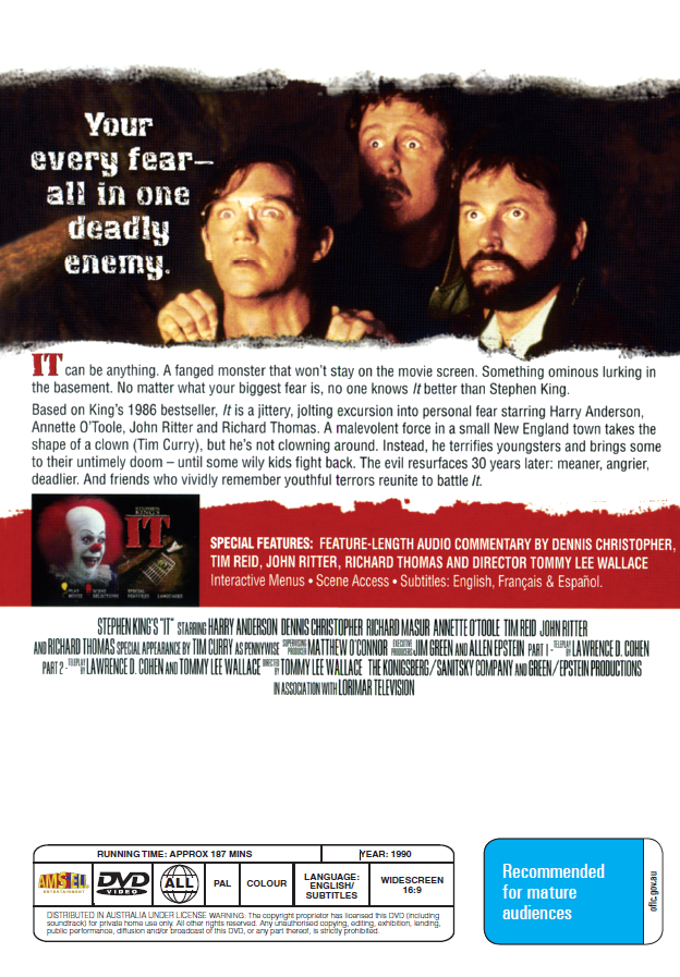 IT (1990) on DVD, Horror, Richard Thomas, Tim Reid
