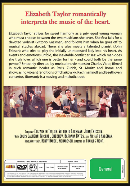 Rhapsody on DVD, Drama, Elizabeth Taylor, Vittorio Gassman
