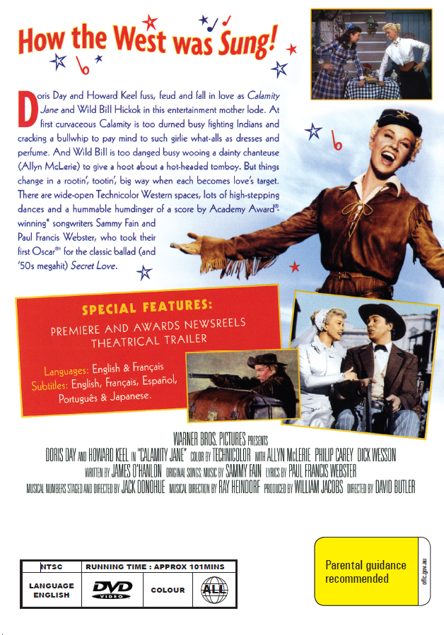 Calamity Jane on DVD, Musical, Doris Day, Howard Keel