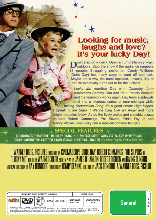 Lucky Me on DVD, Musicals, Doris Day, Robert Cummings