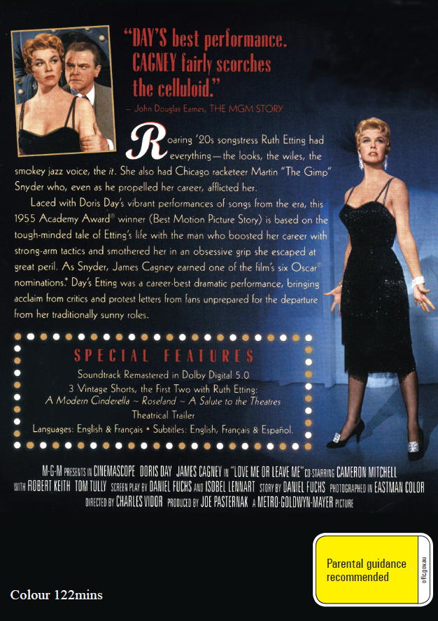 Love Me Or Leave Me on DVD, Drama, Doris Day, James Cagney