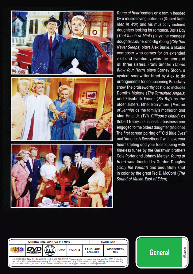 Young At Heart on DVD, Drama, Frank Sinatra, Doris Day