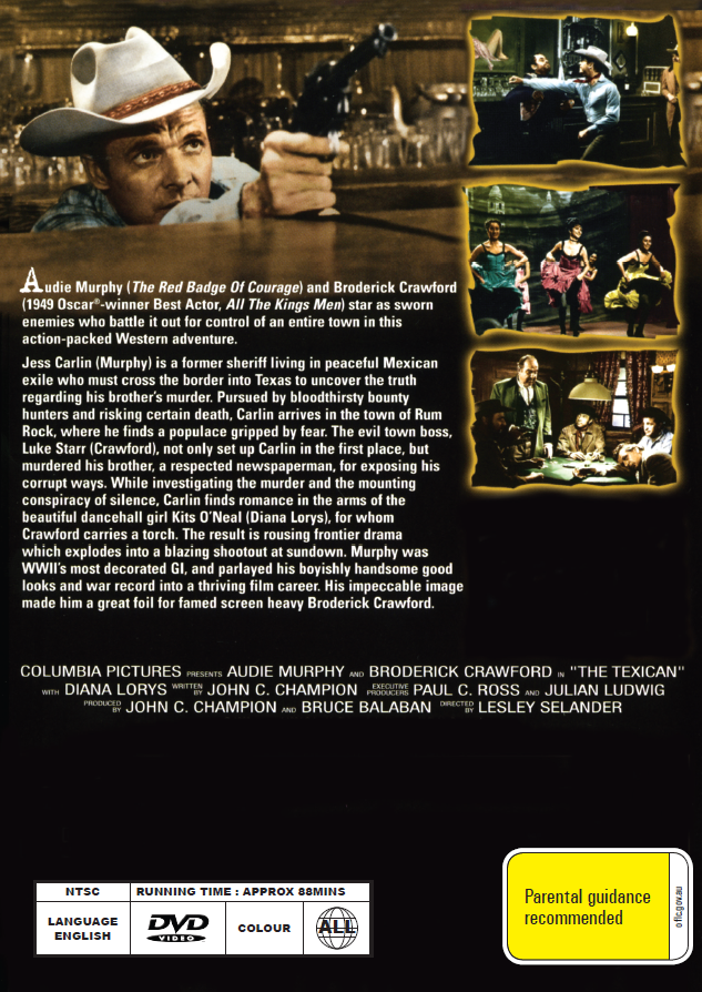 The Texican on DVD, Classical Western, Audie Murphy, Broderick Crawford