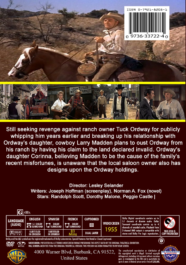 Tall Man Riding on DVD, Western, Randolph Scott, Dorothy Malone