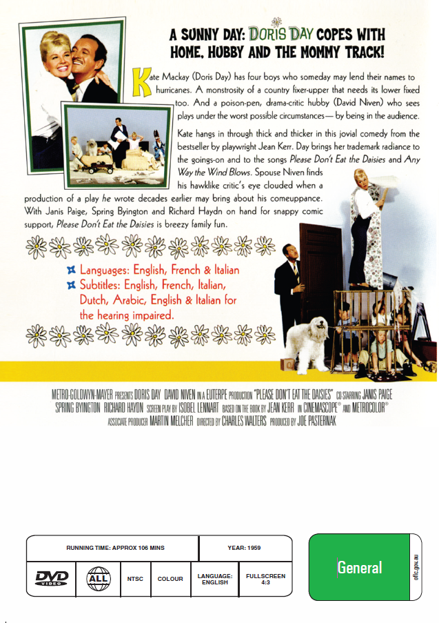 Please Don't Eat The Daisies on DVD, Comedy, Doris Day, David Niven