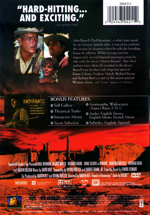 Screenshot from the Hombre DVD featuring Paul Newman and Fredric March, a classic drama movie on FilmClassicsOnDVD.