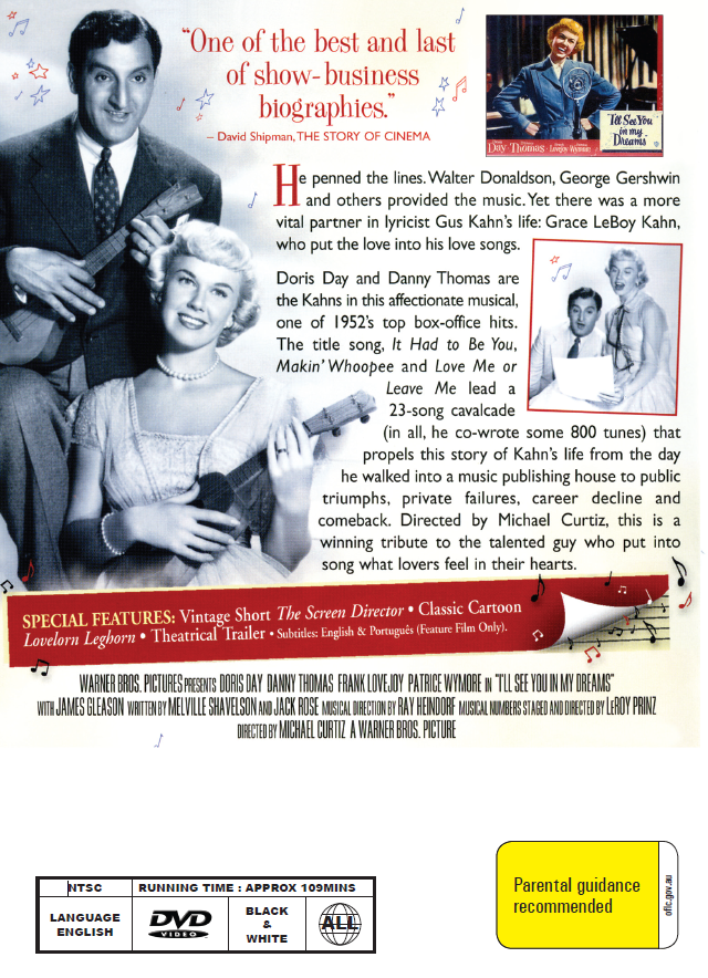 I'll See You In My Dreams on DVD, Musical, Doris Day, Danny Thomas