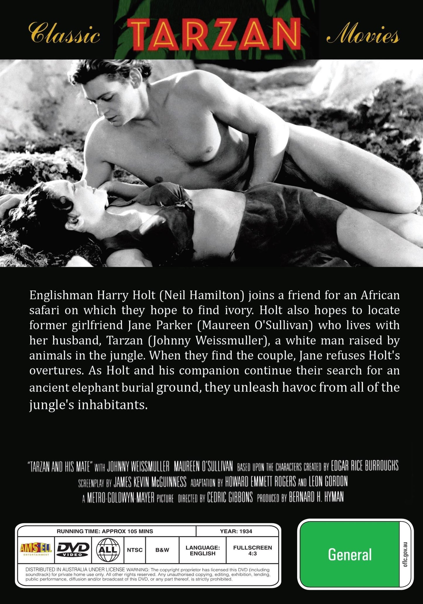 Tarzan and His Mate on DVD, Romance, Johnny Weissmuller, Maureen O'Sullivan