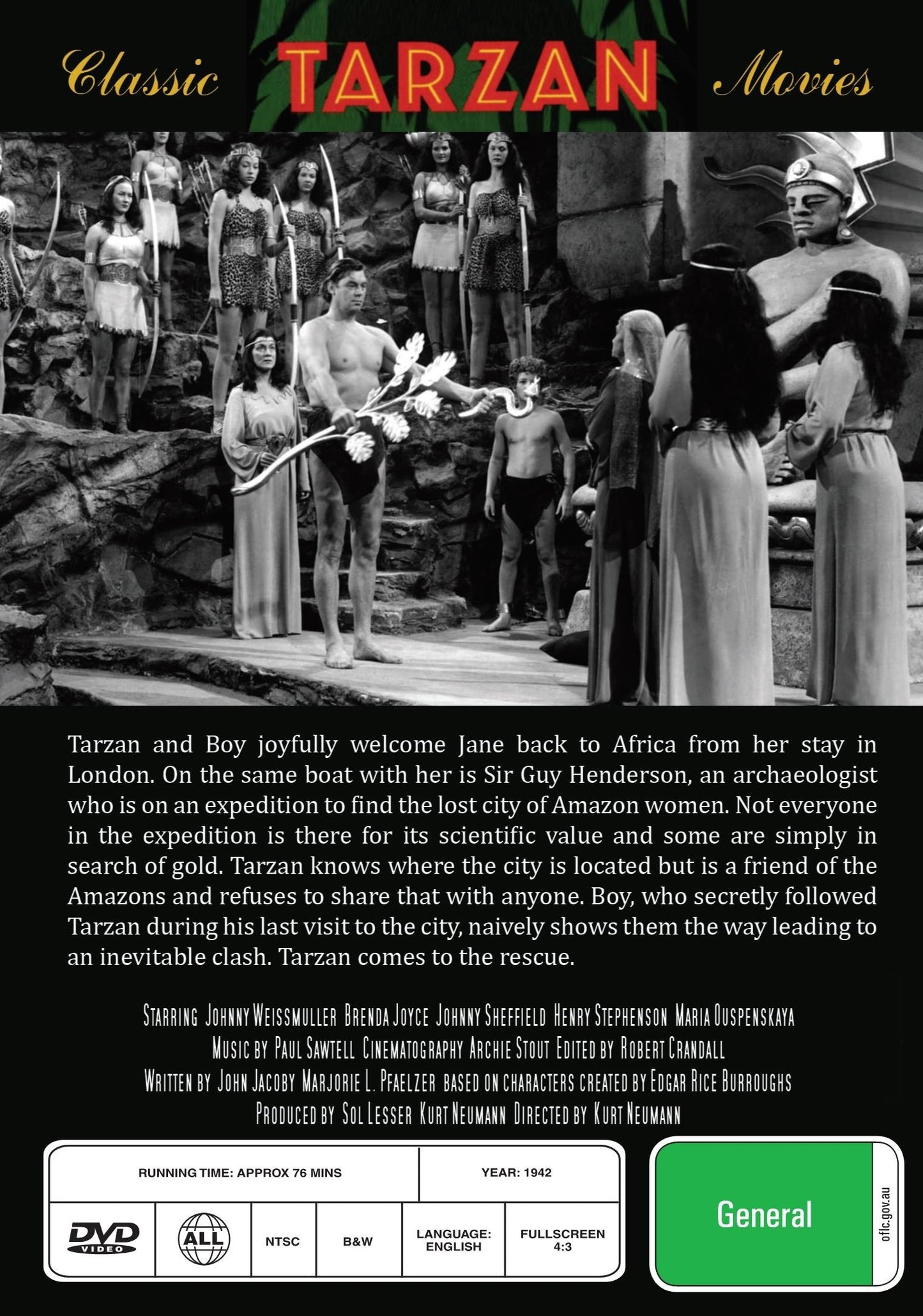 Tarzan and the Amazons on DVD, Johnny Weissmuller, Brenda Joyce