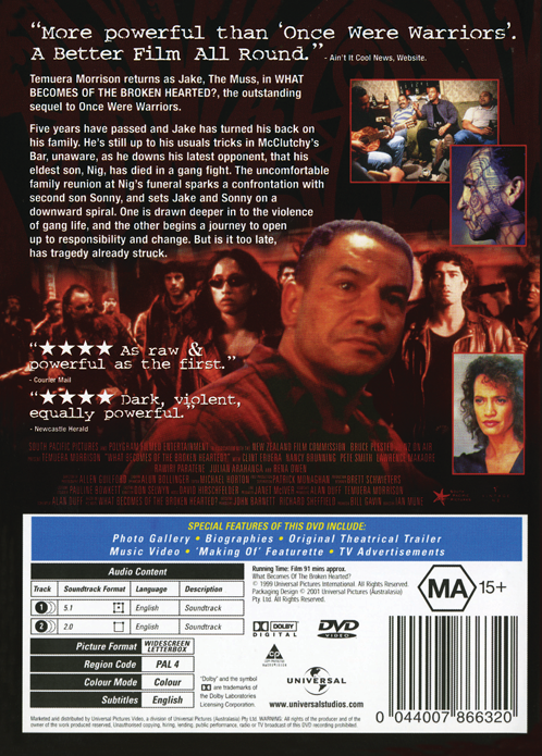 DVD cover of "What Becomes of the Broken Hearted?" crime movie featuring Temuera Morrison, from FilmClassicsOnDVD.