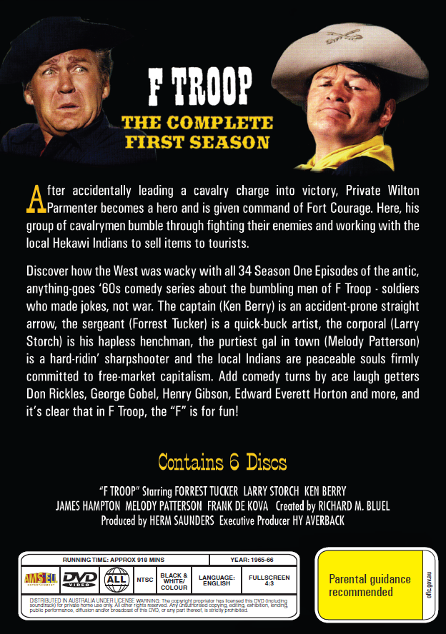 F Troop Season 1 on DVD, Western, Forrest Tucker, Larry Storch