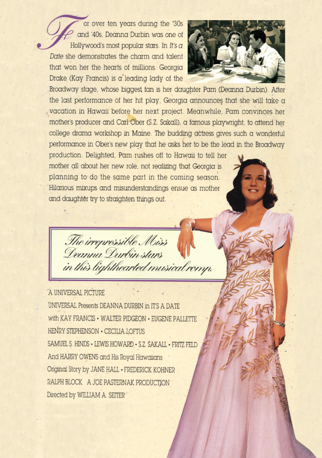 It's A Date on DVD, Musical, Deanna Durbin, Kay Francis