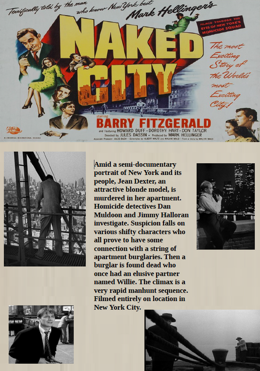 Naked City DVD thriller featuring Barry Fitzgerald and Howard Duff, movie cover image from rareandcollectibledvds.