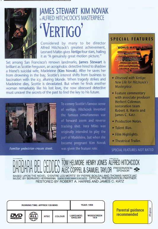 Vertigo DVD featuring James Stewart and Kim Novak, classic mystery movie from the collection of rareandcollectibledvds.