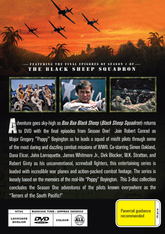 DVD cover of Baa Baa Black Sheep Vol 2 featuring Robert Conrad and Simon Oakland, part of movie and DVD collection.
