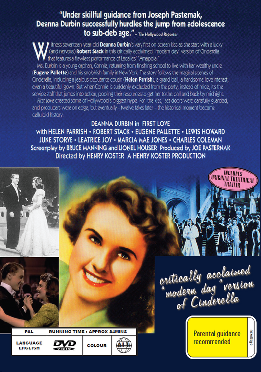 First Love DVD featuring Deanna Durbin and Robert Stack, a classic musical movie from the collection of rareandcollectibledvds.