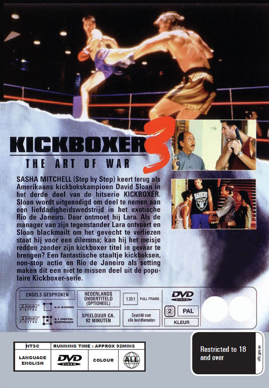 Kickboxer 3 DVD featuring Sasha Mitchell and Dennis Chan, action movie from the movies and DVDs collection.