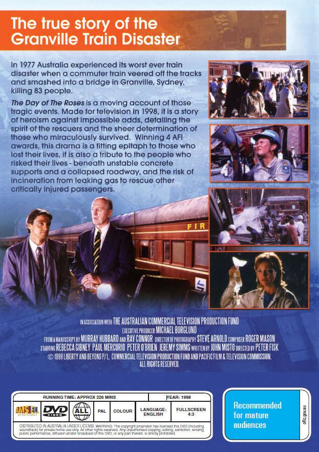 DVD cover for "The Day Of The Roses" drama featuring Cormac Costello and Stephen Curry, from RareAndCollectibleDVDs.