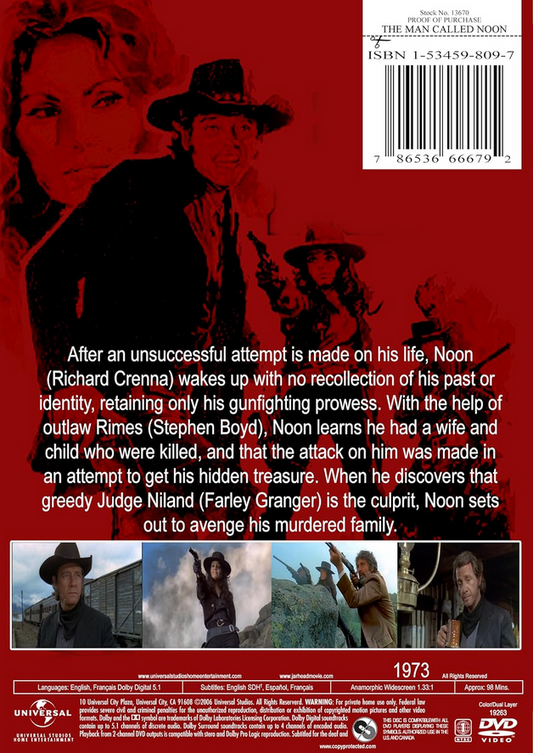 DVD cover of "The Man Called Noon" mystery movie featuring Richard Crenna and Stephan Boyd, from RareAndCollectibleDVDs.