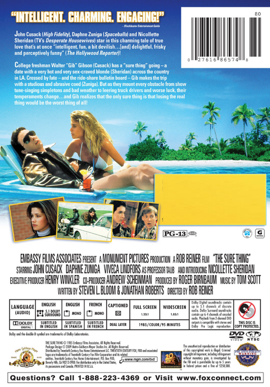 The Sure Thing DVD featuring John Cusack and Daphne Zuniga, a comedy movie from the rareandcollectibledvds collection.