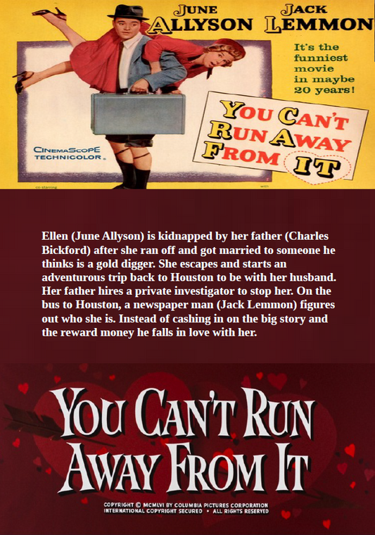 DVD of the musical film "You Can't Run Away From It" starring June Allyson and Jack Lemmon, from rareandcollectibledvds.