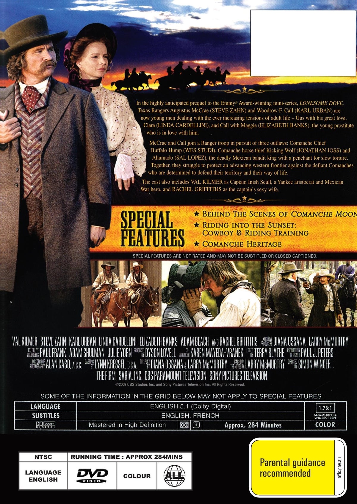 Comanche Moon 2-Disc DVD drama featuring Steve Zahn and Ryan Merriman, collectible movie from Rare and Collectible DVDs