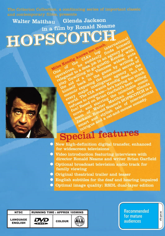 Hopscotch DVD featuring Walter Matthau and Glenda Jackson, adventure movie from Rareandcollectibledvds.