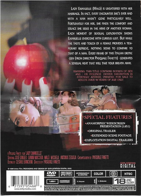 Lady Emanuelle DVD, drama movie featuring Malu and Micaela, from Rare and Collectible DVDs.