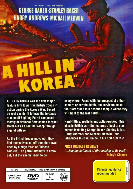 DVD of A Hill in Korea drama with Stephen Boyd and Ronald Lewis, featuring a scene from the movie on the cover.