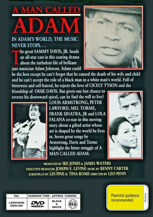 DVD of A Man Called Adam, drama film featuring Sammy Davis Jr. and Louis Armstrong, from Timeless Classic DVD collection.