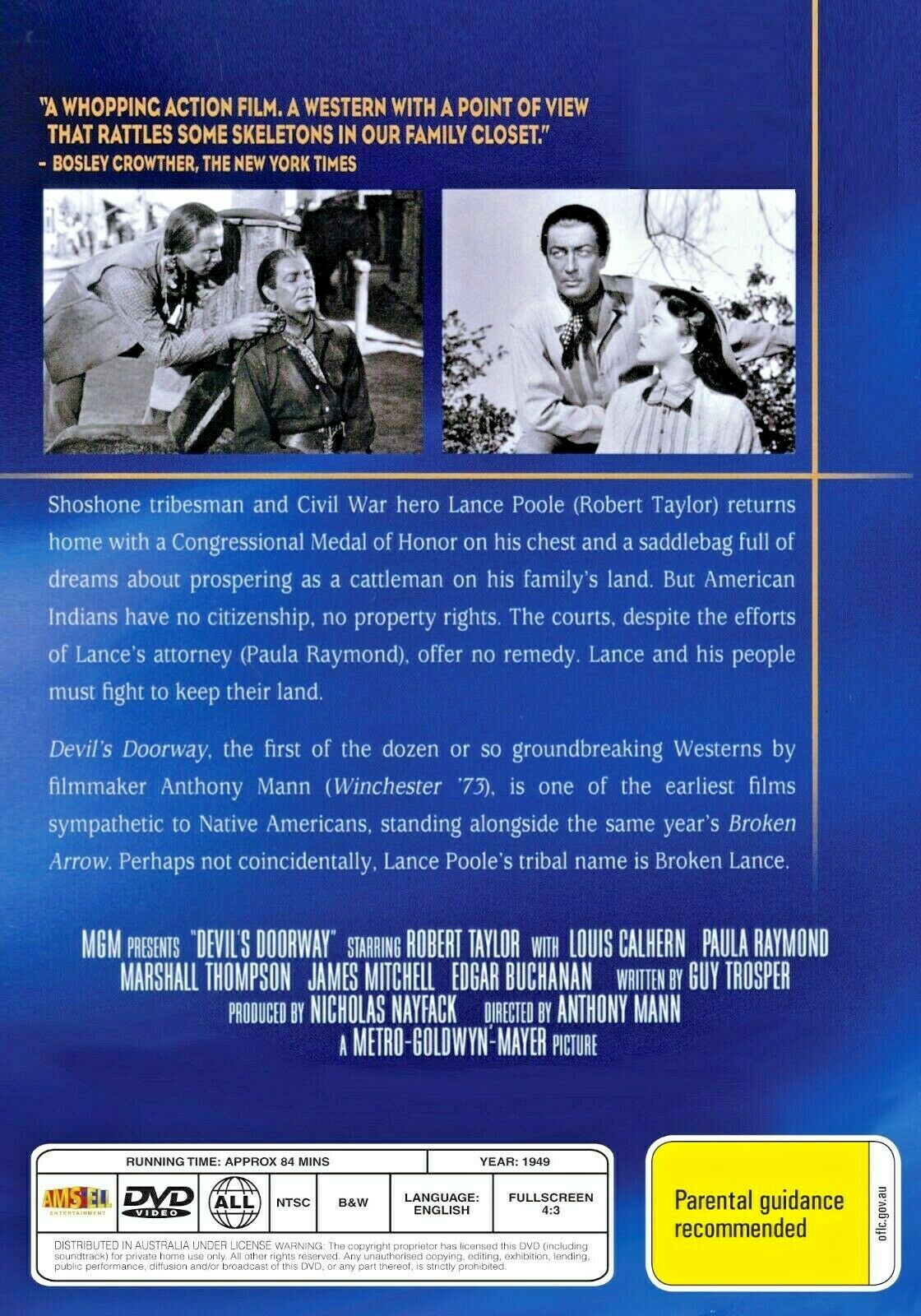 Buy Online Devil's Doorway (1950) - DVD- Robert Taylor, Louis Calhern - WESTRERN | Best Shop for Old classic and hard to find movies on DVD - Timeless Classic DVD