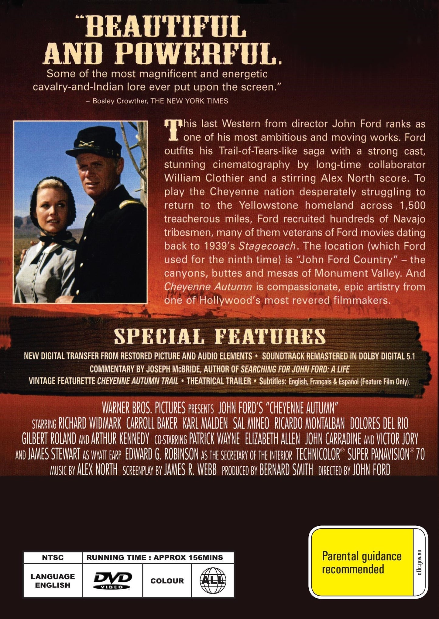 Cheyenne Autumn on DVD, Drama, Richard Widmark, Carrol Baker