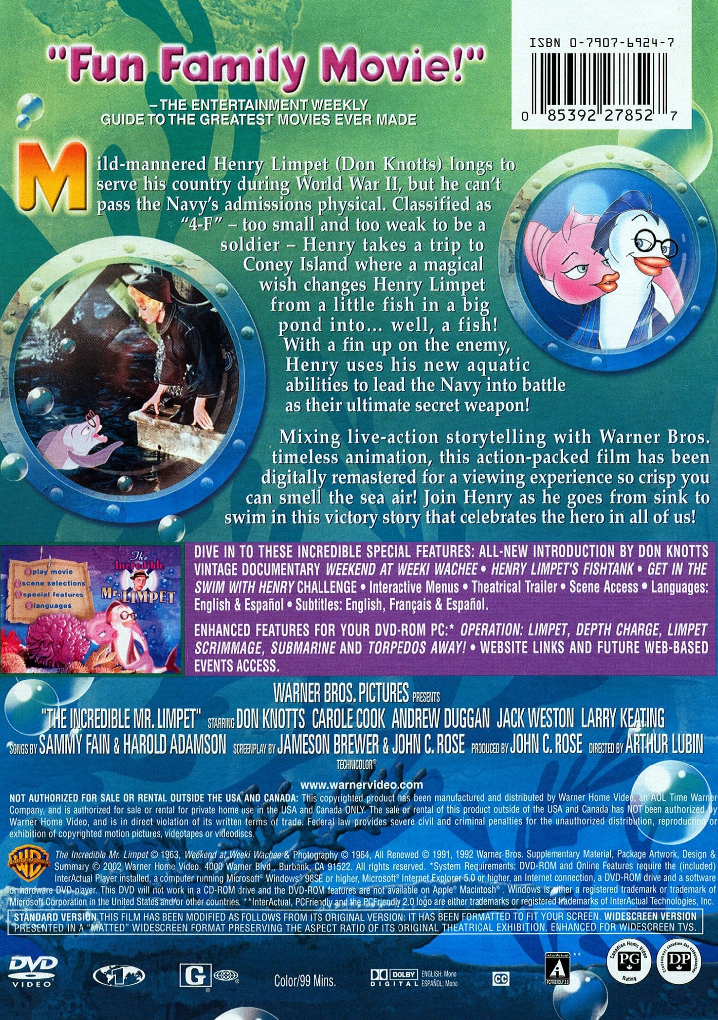 The Incredible Mr Limpet on DVD, Comedy, Don Knotts, Carole Cook