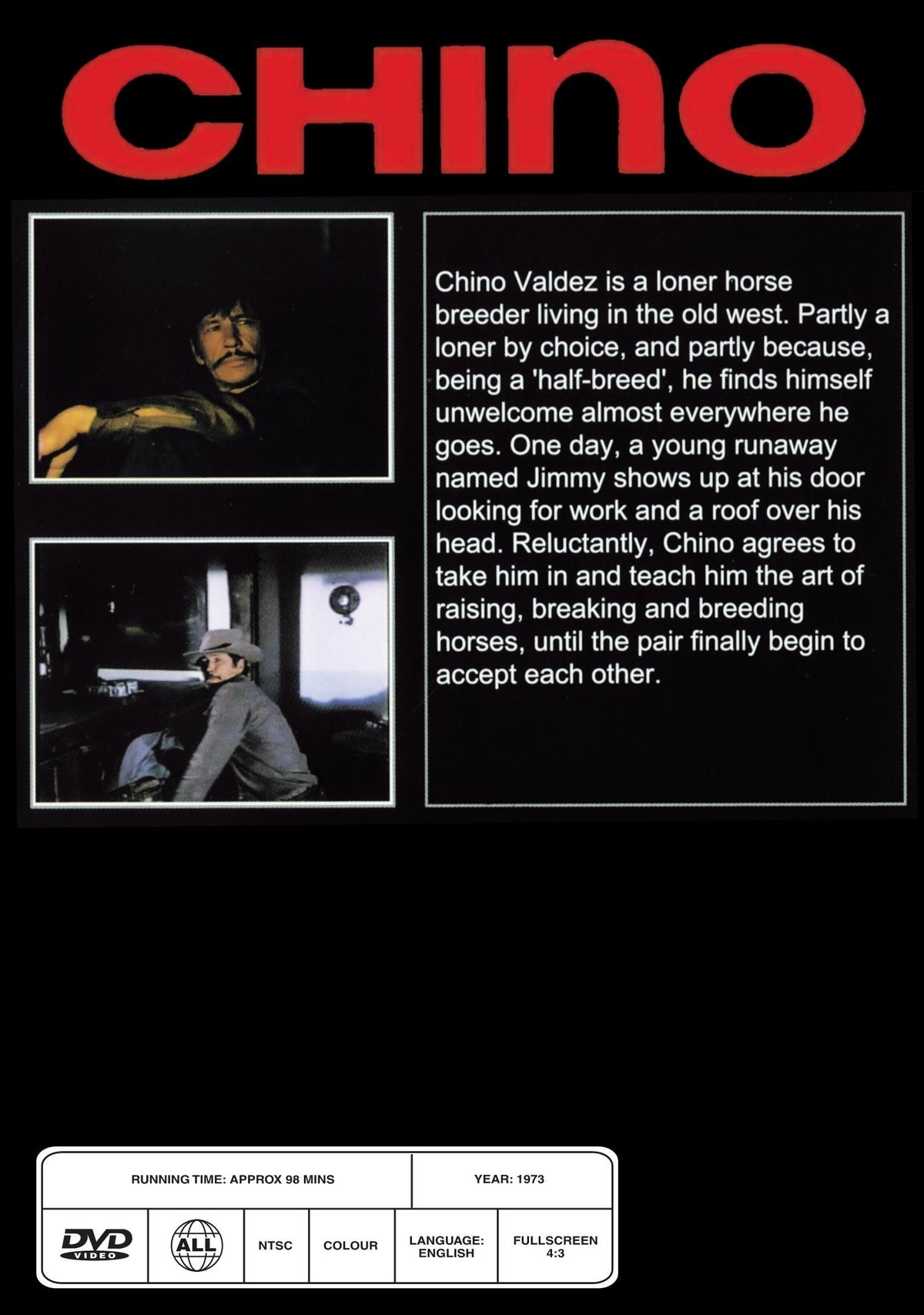 Chino on DVD featuring Charles Bronson and Jill Ireland, drama movie from the Rare and Collectible DVDs collection.