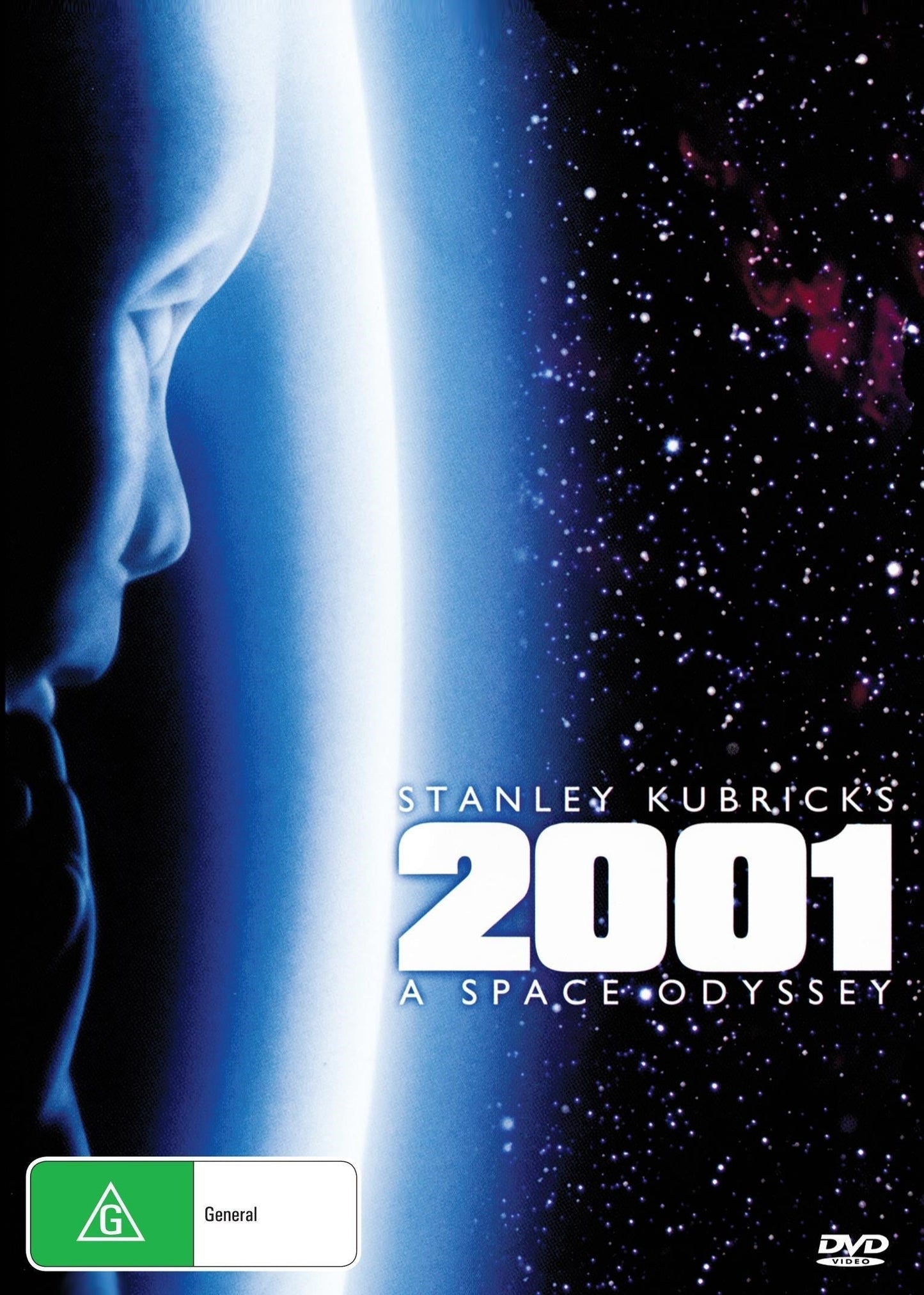 2001 A Space Odyssey DVD featuring Keir Dullea and Gary Lockwood, sci-fi movie from the 2001 film on a standard DVD case.