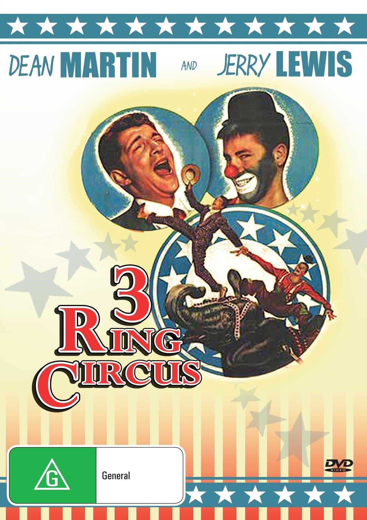 3 Ring Circus DVD featuring Dean Martin and Jerry Lewis, comedy movie from RareandCollectibleDVDs, shows the DVD case with cover art.