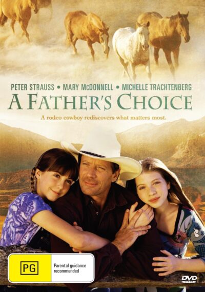 A Father's Choice DVD featuring Peter Strauss and Mary McDonnell in a drama film, with the DVD case visible in the image.
