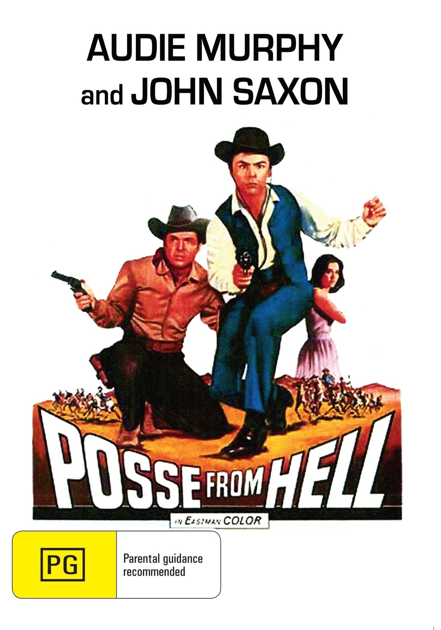 DVD cover of Posse From Hell, a classical Western featuring Audie Murphy and John Saxon, from Rare and Collectible DVDs.