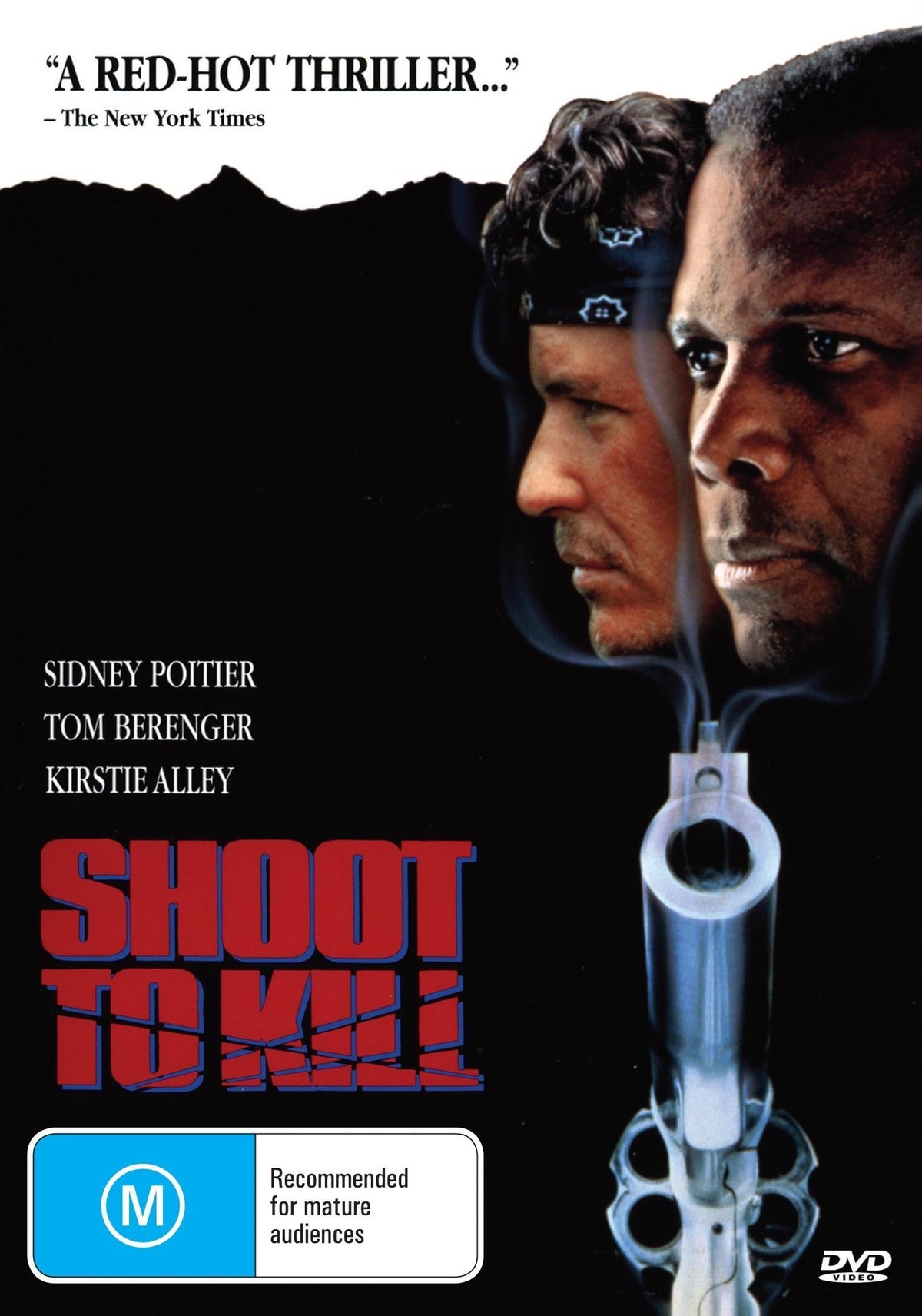 DVD cover for the thriller "Shoot To Kill" featuring Sidney Poitier and Tom Berenger, from rareandcollectibledvds.