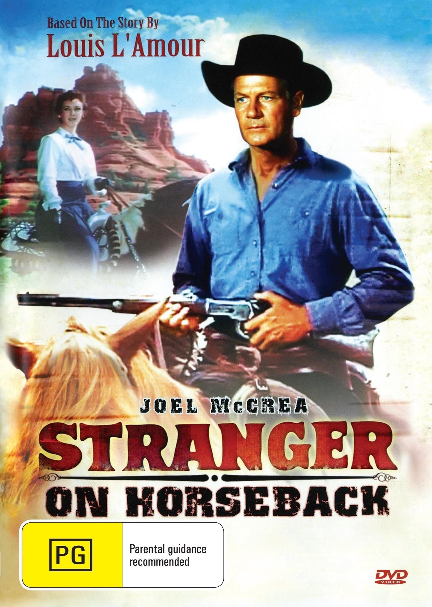 DVD of Stranger on Horseback Western film featuring Joel McCrea and Miroslava, collectible western movie on DVD.