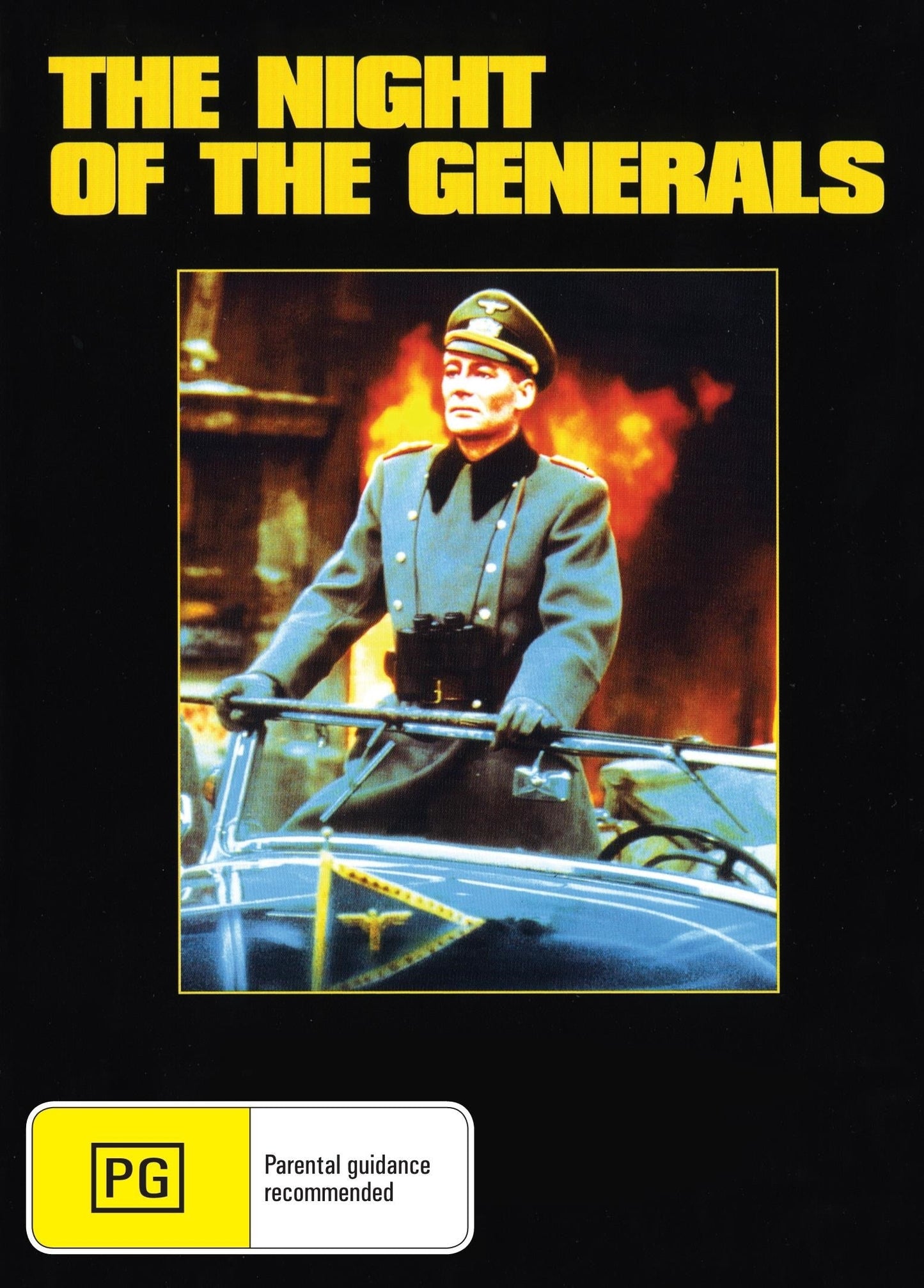DVD cover of The Night of the Generals featuring Peter O'Toole and Omar Sharif, crime thriller movie from rareandcollectibledvds.