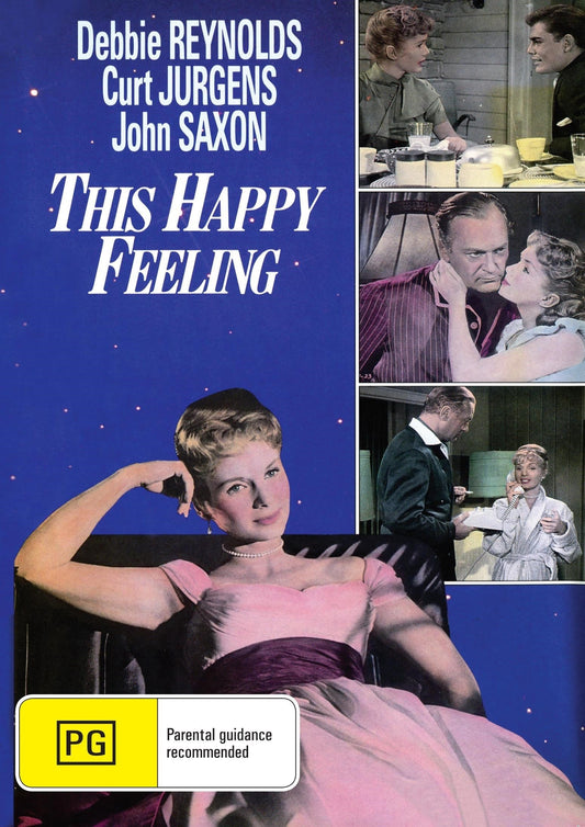 DVD cover of "This Happy Feeling" comedy featuring Debbie Reynolds and Curd Jürgens, from rareandcollectibledvds.