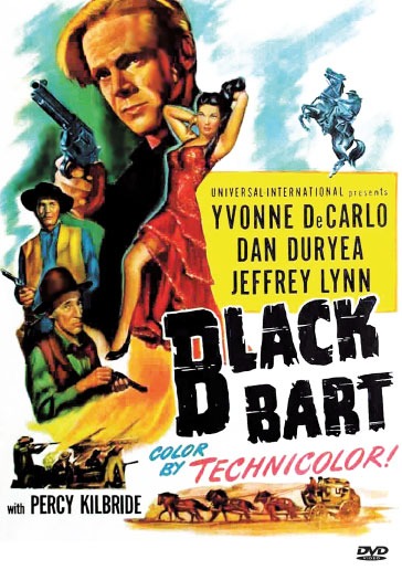 Black Bart DVD featuring Western stars Yvonne De Carlo and Dan Duryea, with a cover image of the classic film.