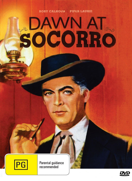 DVD cover image of "Dawn at Socorro," a Western film starring Rory Calhoun and Piper Laurie, from Rare and Collectible DVDs.