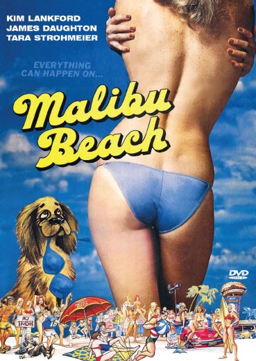 Malibu Beach DVD comedy featuring Kim Lankford and James Daughton, with cover image showing the movie title and cast.