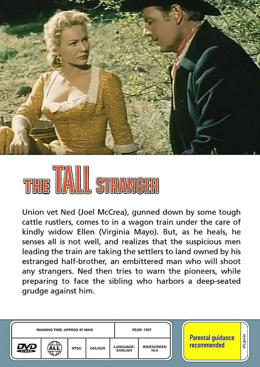 The Tall Stranger DVD featuring Western movie with Joel McCrea and Virginia Mayo, part of Timeless Classic DVD collection.