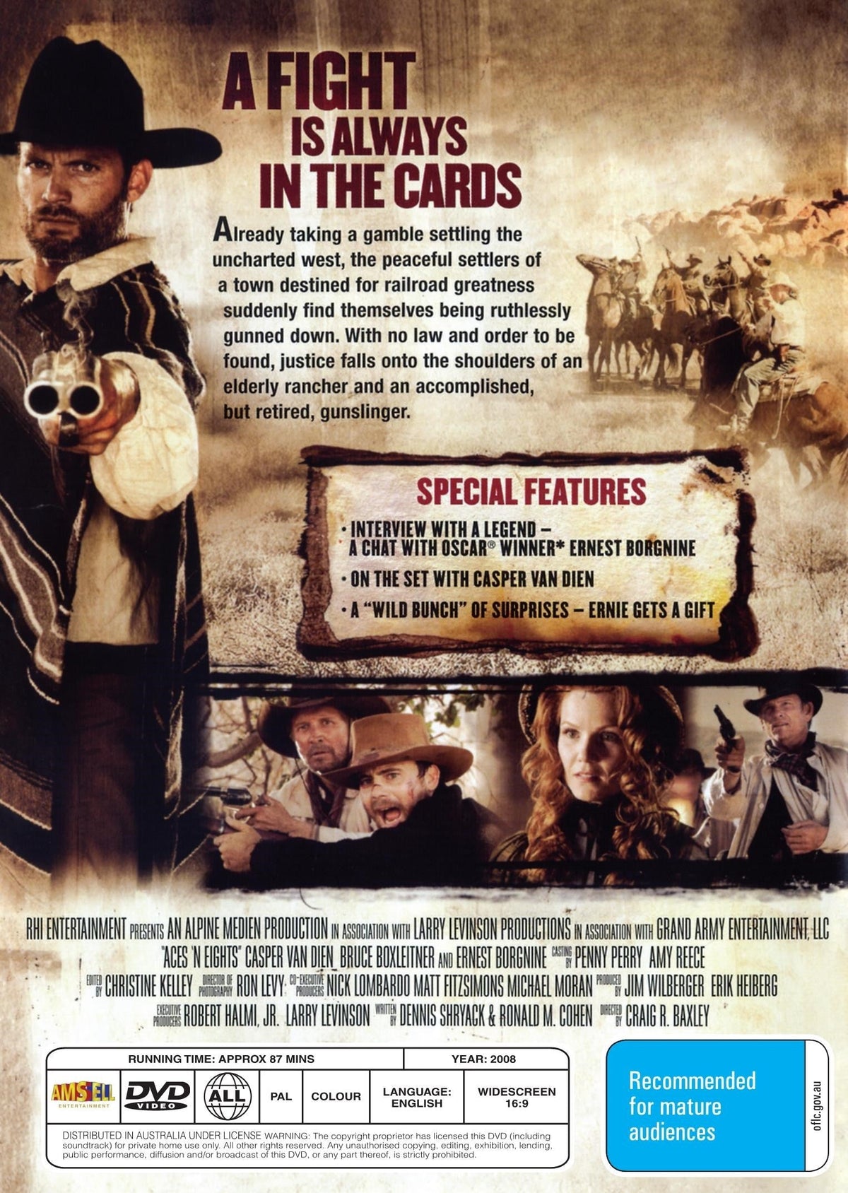 Aces and Eights DVD featuring Casper Van Dien and Bruce Boxleitner, action movie from Timeless Classic DVD collection.