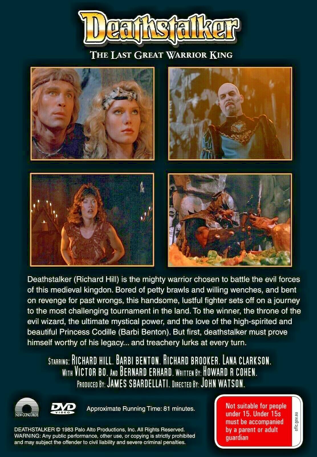 Deathstalker DVD featuring Rick Hill and Barbi Benton, a fantasy movie from the Timeless Classic DVD collection.